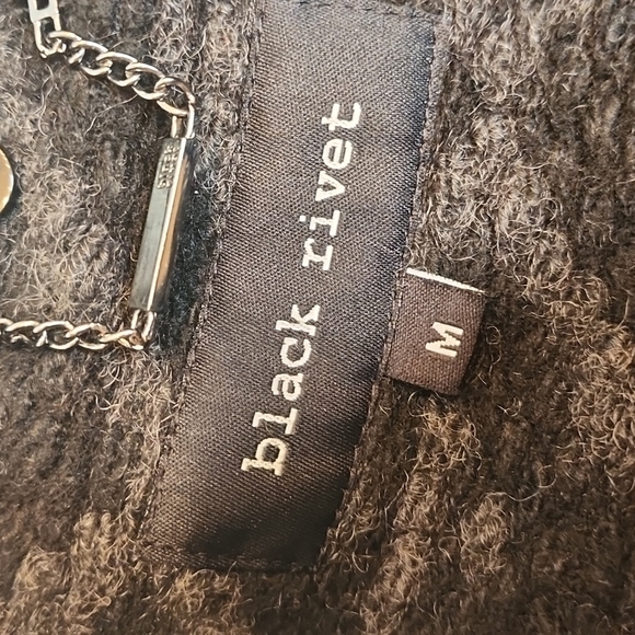 Black Rivet black and grey part wool pea coat with pockets. Size M - Picture 4 of 5